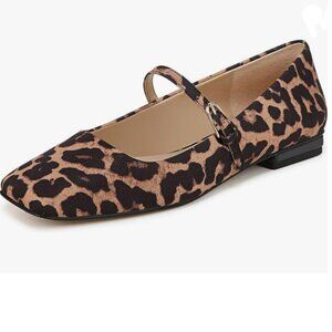 Milooey Brown Leopard Square Toe Mary Jane Chunky Heel Adjustable Buckled Shoes